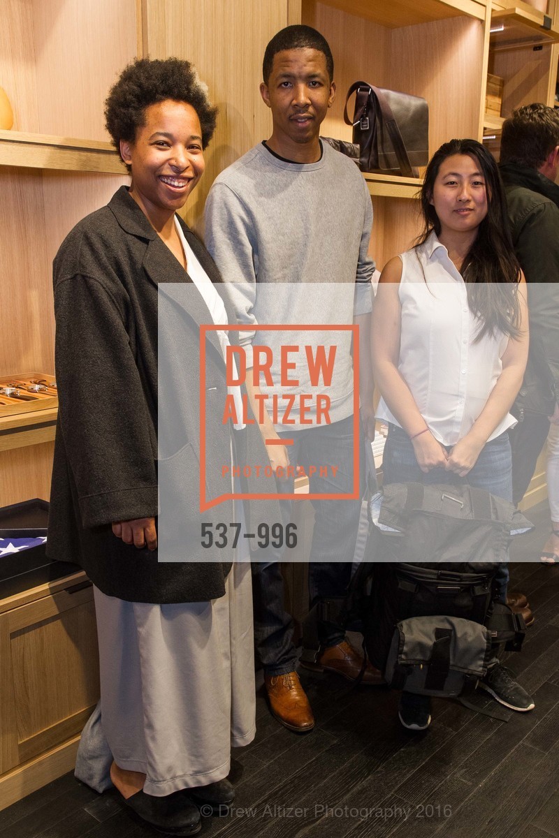 Kirstie McCarthy, Ralph Clouden, Jane Huang, Filson's Grand Opening Celebration, Filson's. 722 Montgomery Street, March 2nd, 2016, Photo #537-996 Kirstie McCarthy, Ralph Clouden, Jane Huang, Photo #537-996