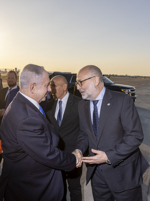 Departure of Prime Minister Benjamin Netanyahu at San Jose Mineta