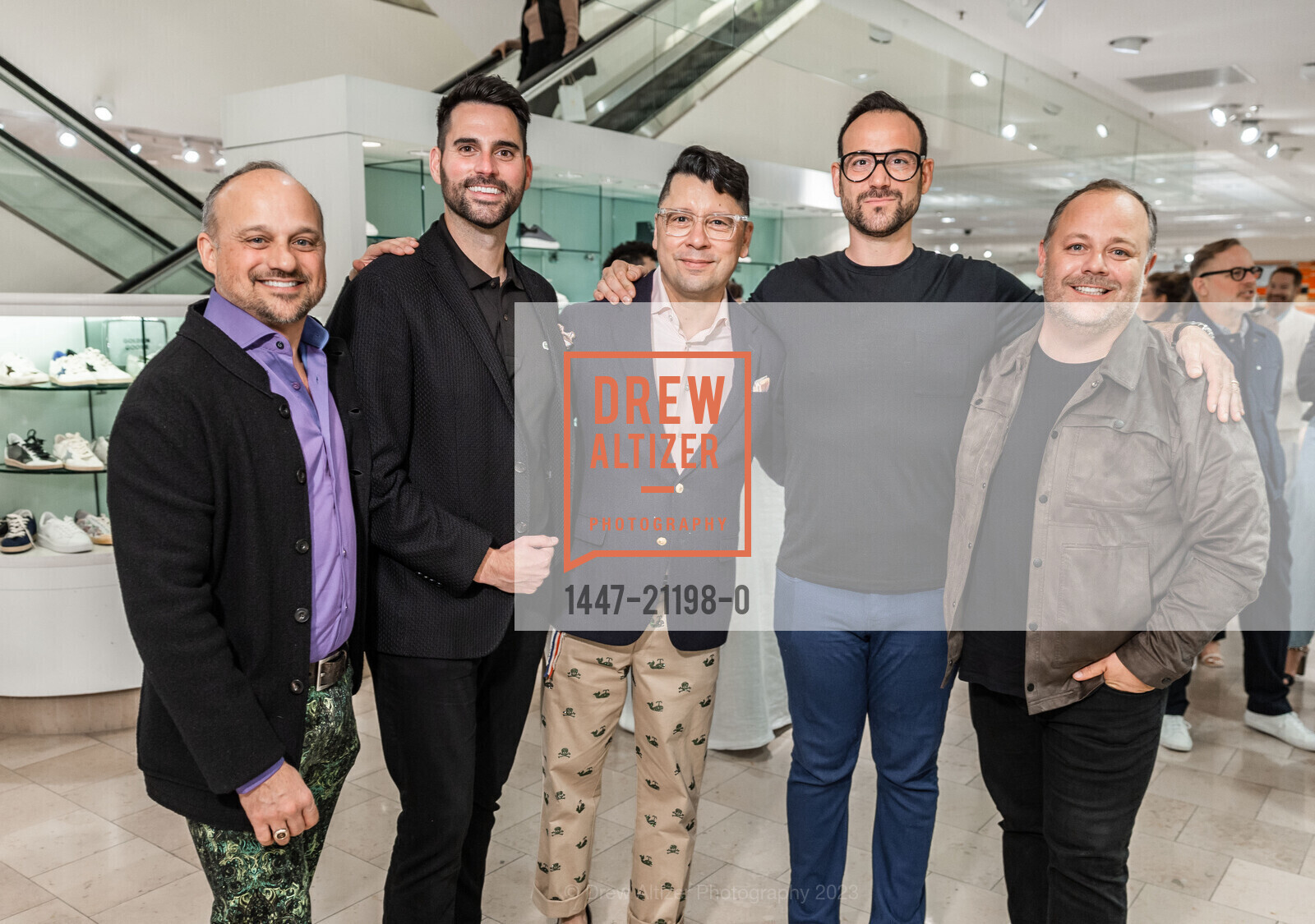 Mark Casey, Drew Tuma, Jonathan Gonzalez, Joey Hersch, Raymond Glover, Neiman Marcus San Francisco hosts Bergdorf Goodman & Neiman Marcus Men's Fashion Director Bruce Pask, Neiman Marcus @ 150 Stockton St, SF, CA 94108 US. Neiman Marcus @ 150 Stockton St, SF, CA 94108 US, May 9th, 2023, Photo #1447-21198-0 Mark Casey, Drew Tuma, Jonathan Gonzalez, Joey Hersch, Raymond Glover, Photo #1447-21198-0