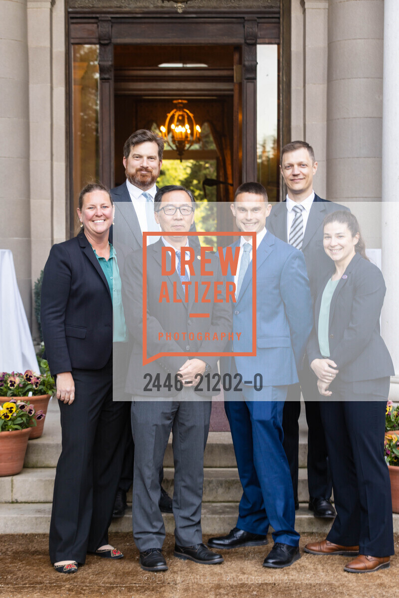 Jennifer Babic, John Haberl, Bill Chang, Ben Jones, Casey O'Connor, Scott Patterson, Silicon Valley Office of Protocol Spring Reception, Filoli Historic House & Garden @ 86 Cañada Rd, Woodside, CA 94062 US. Filoli Historic House & Garden @ 86 Cañada Rd, Woodside, CA 94062 US, May 10th, 2023, Photo #2446-21202-0 Jennifer Babic, John Haberl, Bill Chang, Ben Jones, Casey O'Connor, Scott Patterson, Photo #2446-21202-0
