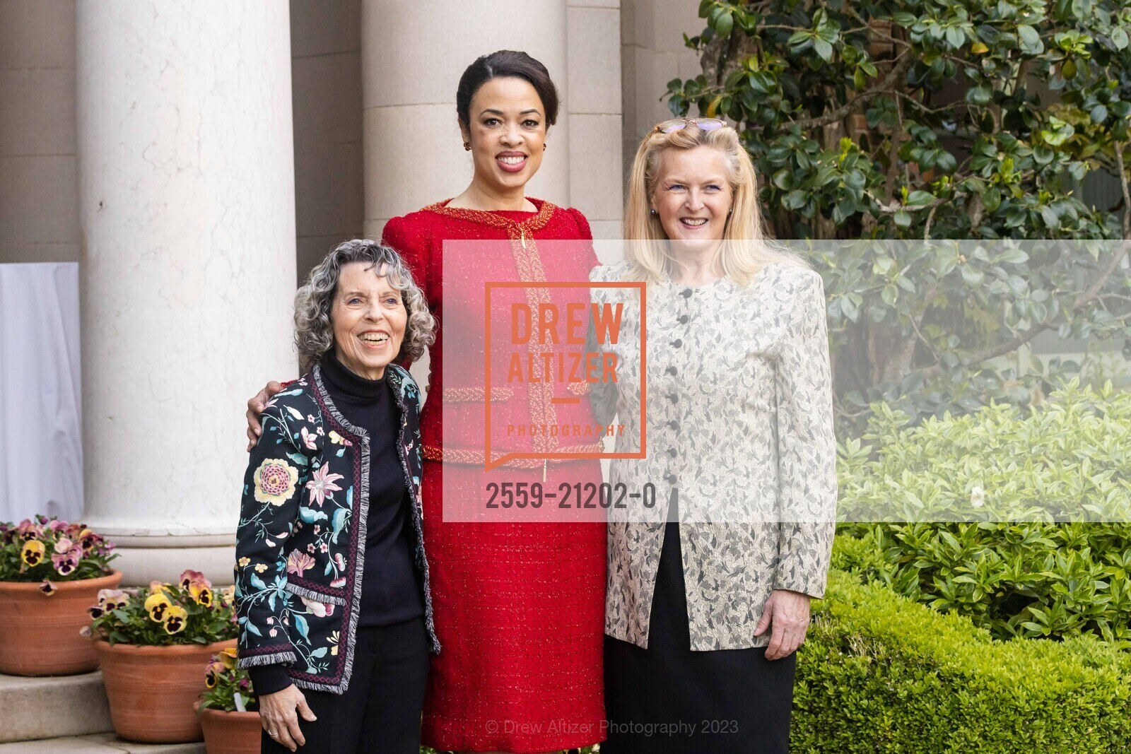 Lanie Denslow, Deanna Tryon, Brenda Tierney, Silicon Valley Office of Protocol Spring Reception, Filoli Historic House & Garden @ 86 Cañada Rd, Woodside, CA 94062 US. Filoli Historic House & Garden @ 86 Cañada Rd, Woodside, CA 94062 US, May 10th, 2023, Photo #2559-21202-0 Lanie Denslow, Deanna Tryon, Brenda Tierney, Photo #2559-21202-0