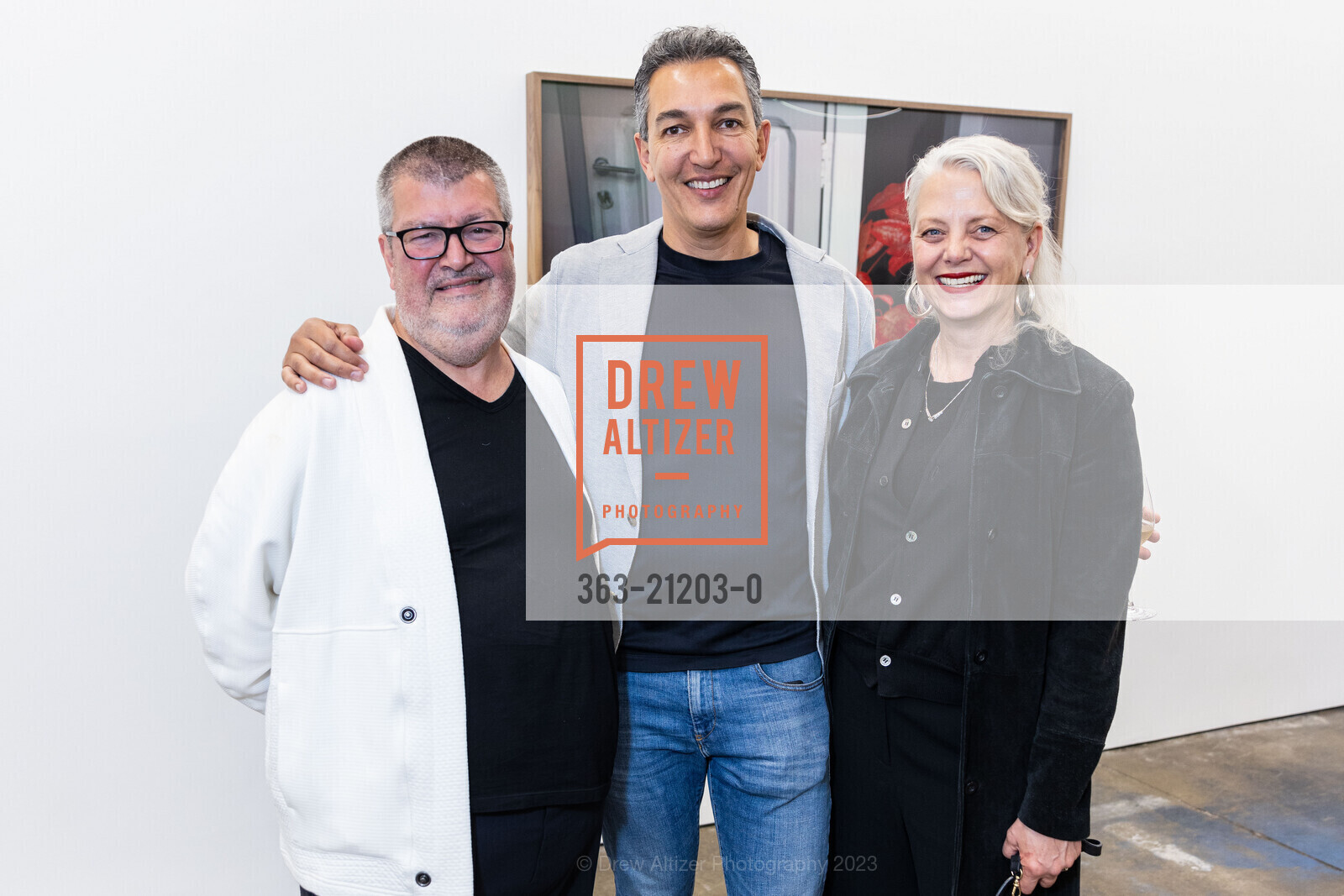 Christian Faune, Mehdi Bouarek, Catharine Clark, VIP Preview and North American Debut: Richard Mosse's"Broken Spectre", Minnesota Street Project Foundation @ US. Minnesota Street Project Foundation @ US, May 10th, 2023, Photo #363-21203-0 Christian Faune, Mehdi Bouarek, Catharine Clark, Photo #363-21203-0