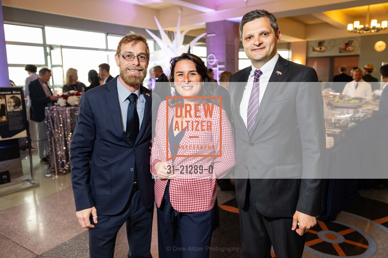 Sergio Strozzi, Irina Asapiani, David Kurtanidze, Consular Corps' 4th of July Celebration 2023, Maritime Museum @ 900 Beach St, SF, CA 94109 US. Maritime Museum @ 900 Beach St, SF, CA 94109 US, Photo #31-21289-0 Sergio Strozzi, Irina Asapiani, David Kurtanidze, Photo #31-21289-0