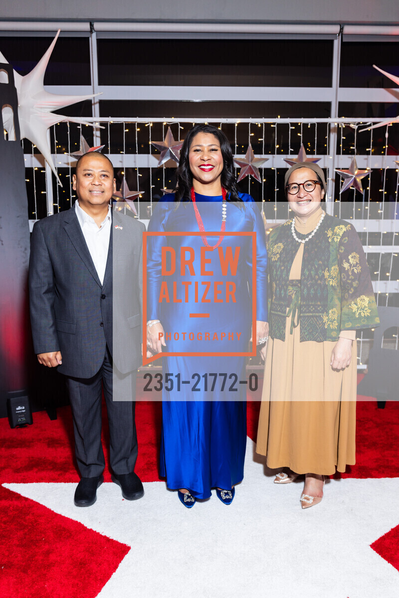 Prasetyo Hadi, London Breed, Ota Hadi, San Francisco Consular Corps July 4th Celebration at the Maritime Museum, Maritime Museum. 900 Beach St, SF, CA 94109 US, July 4th, 2024, Photo #2351-21772-0 Prasetyo Hadi, London Breed, Ota Hadi, Photo #2351-21772-0