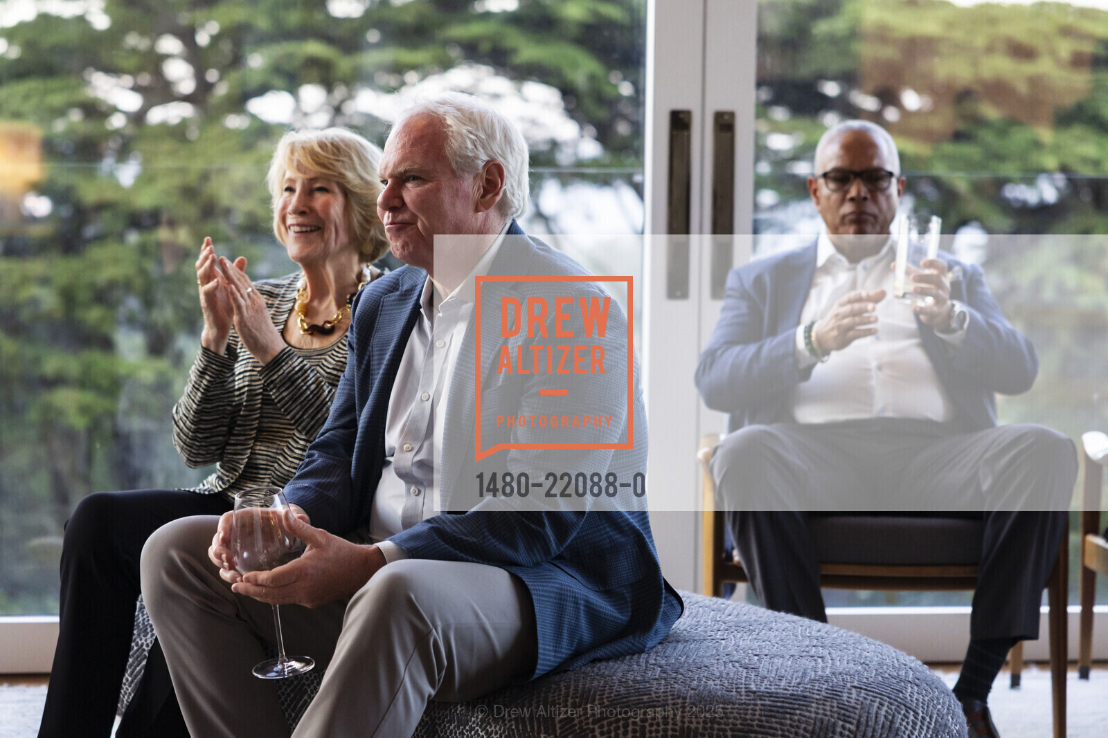 Molly Joel Coye, Frank Williams, Timothy Alan Simon, SFJAZZ Hosts VIP Salon for their 2025 Gala, Private Residence, April 9th, 2025, Photo #1480-22088-0 Molly Joel Coye, Frank Williams, Timothy Alan Simon, Photo #1480-22088-0